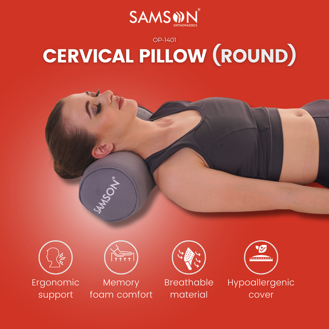 SAMSON Cervical Pillow (Round) | Ergonomic Neck Support for Pain Relief & Comfortable Sleep