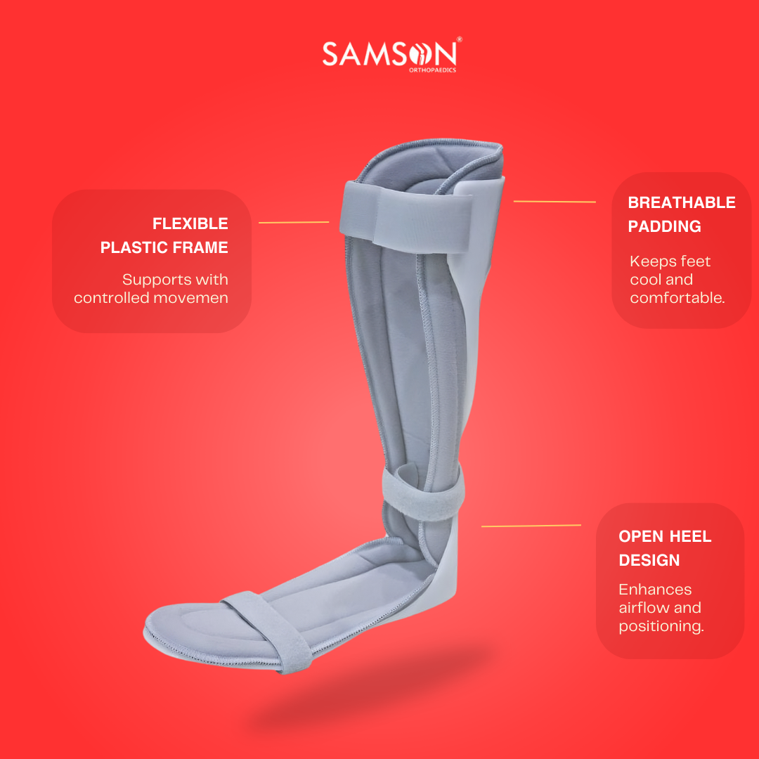 SAMSON Foot Drop Splint (Right/Left) (With Liner) | For Ankle Stability, Fractures & Dislocations