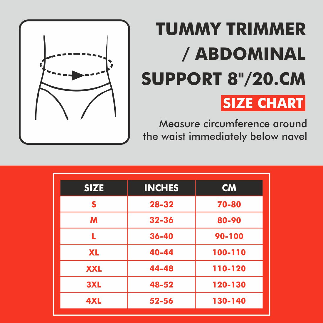 Tummy Trimmer/Abdominal-Support 8"/20cm - Samson Scientifics and Surgicals