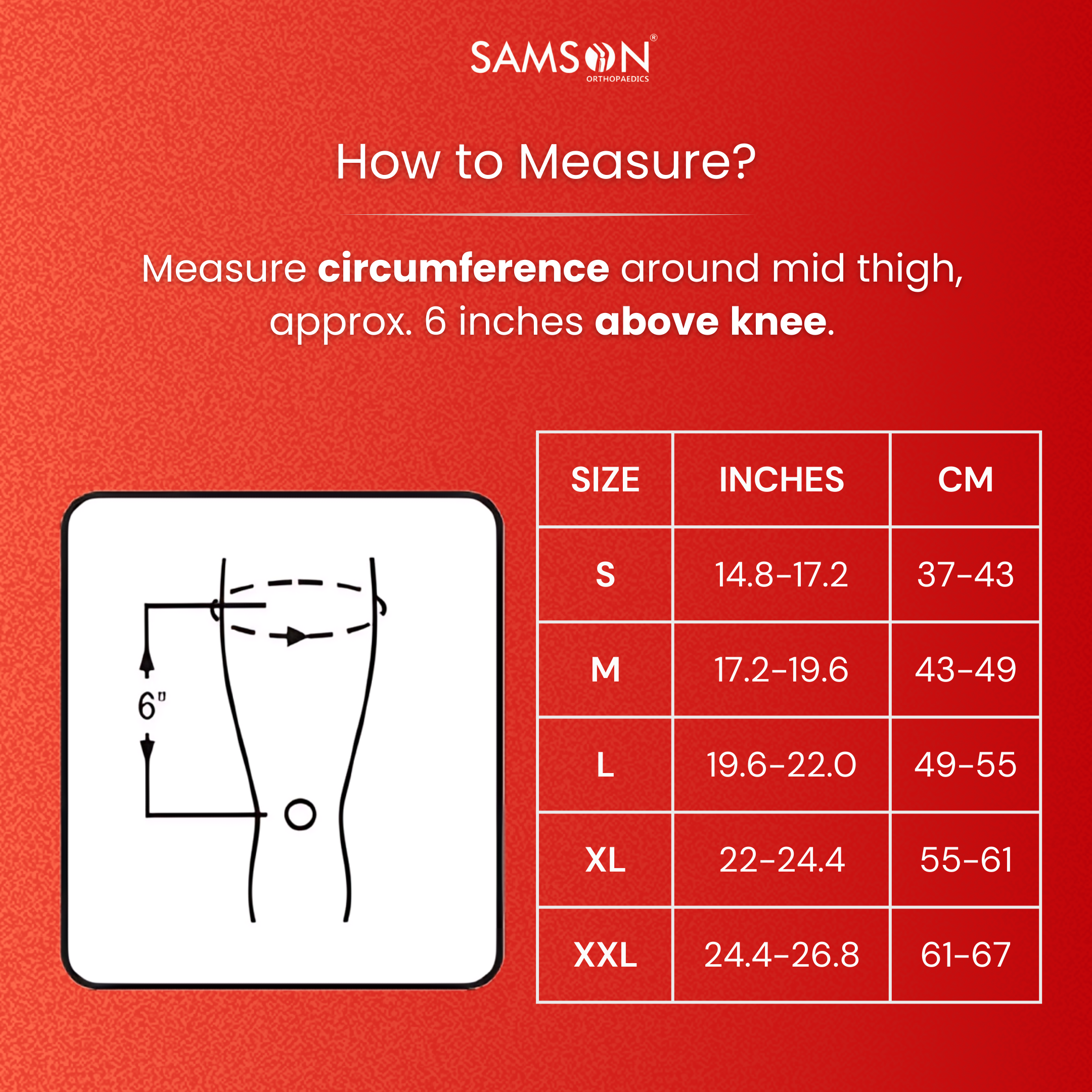 SAMSON Knee Brace/Immobilizer Short Type 14"/36cm