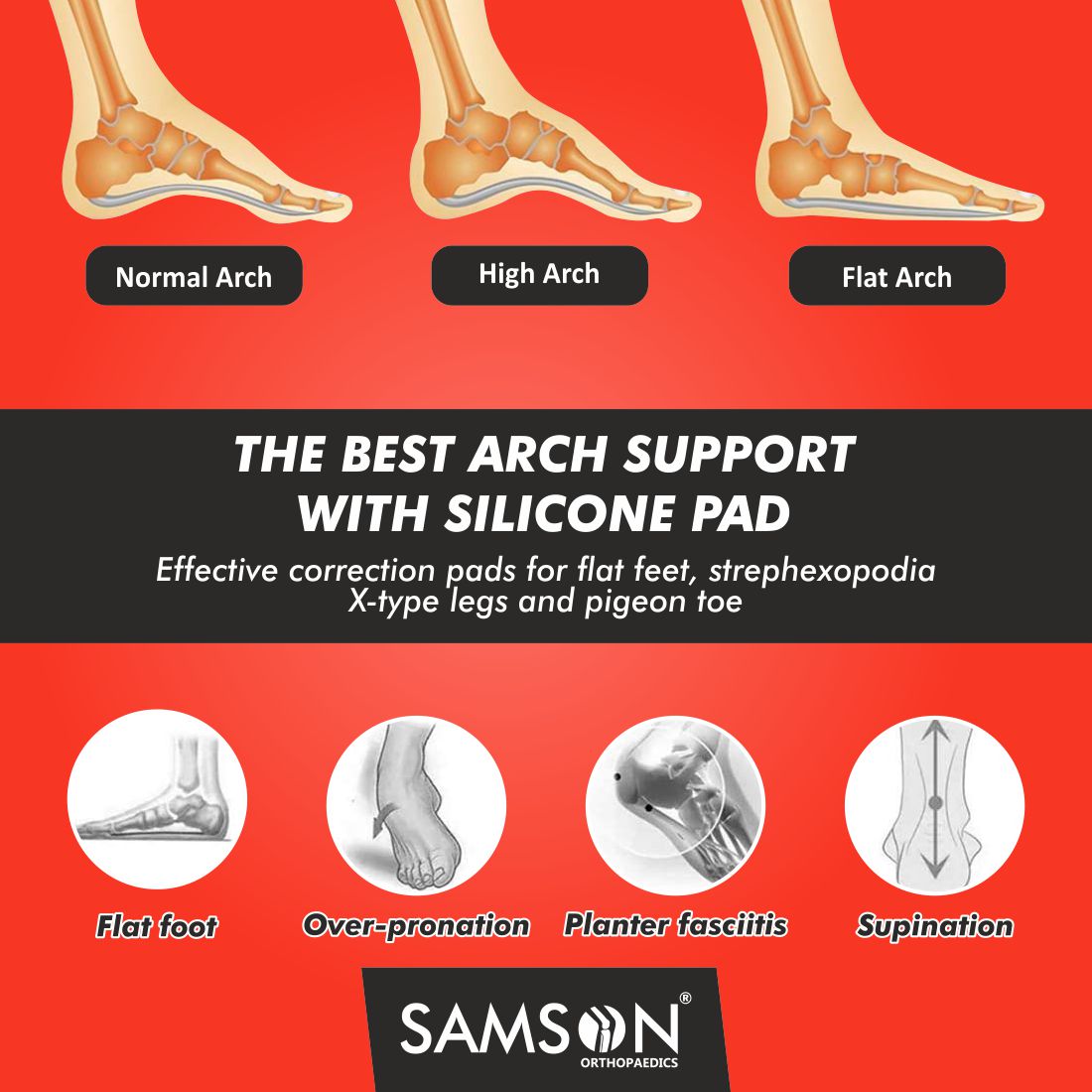 Arch Support with Silicon Pad (Pair)