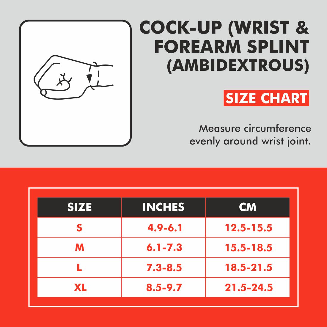 Cock-Up ( Wrist & ForeArm Splint) (Ambidextrous)