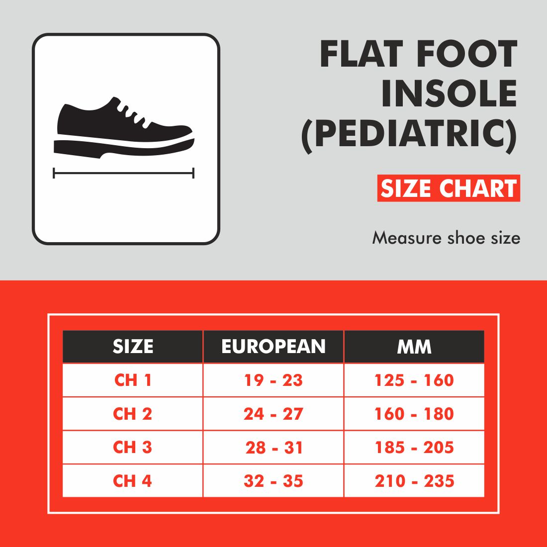 Flat Foot Insole Paediatric (Pair)